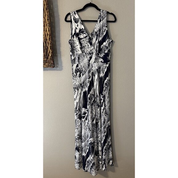 Anthropologie Clara Sun Woo M Medium Blue Ivory Jumpsuit Wide Leg Washable - Picture 9 of 10